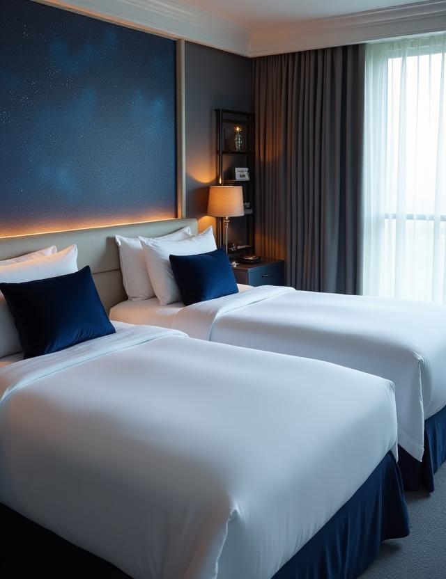 Cosmos Double Room with Blue Tones